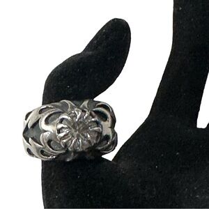 Signed WTS 925 Sterling Silver Flames 3 CT Clear Quartz Gem Ring Size 11.75 22g